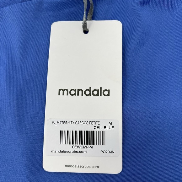 Mandala Women Maternity Size M Petite Ceil Blue Over Belly Cargo Scrub Pants NWT - Picture 7 of 9